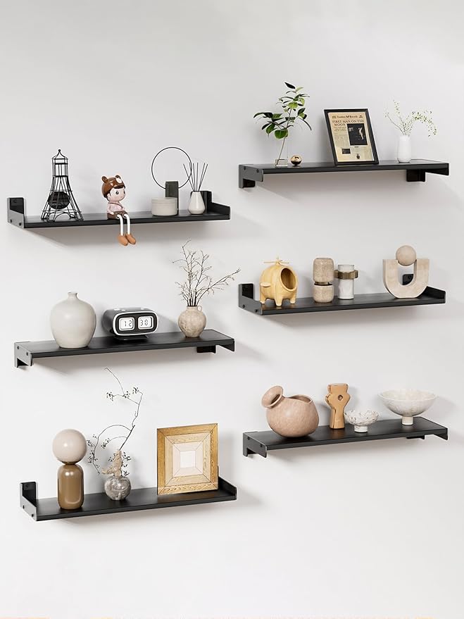 Floating Shelves for Wall, Shelves for Decor Storage Set of 6, Wall Mounted