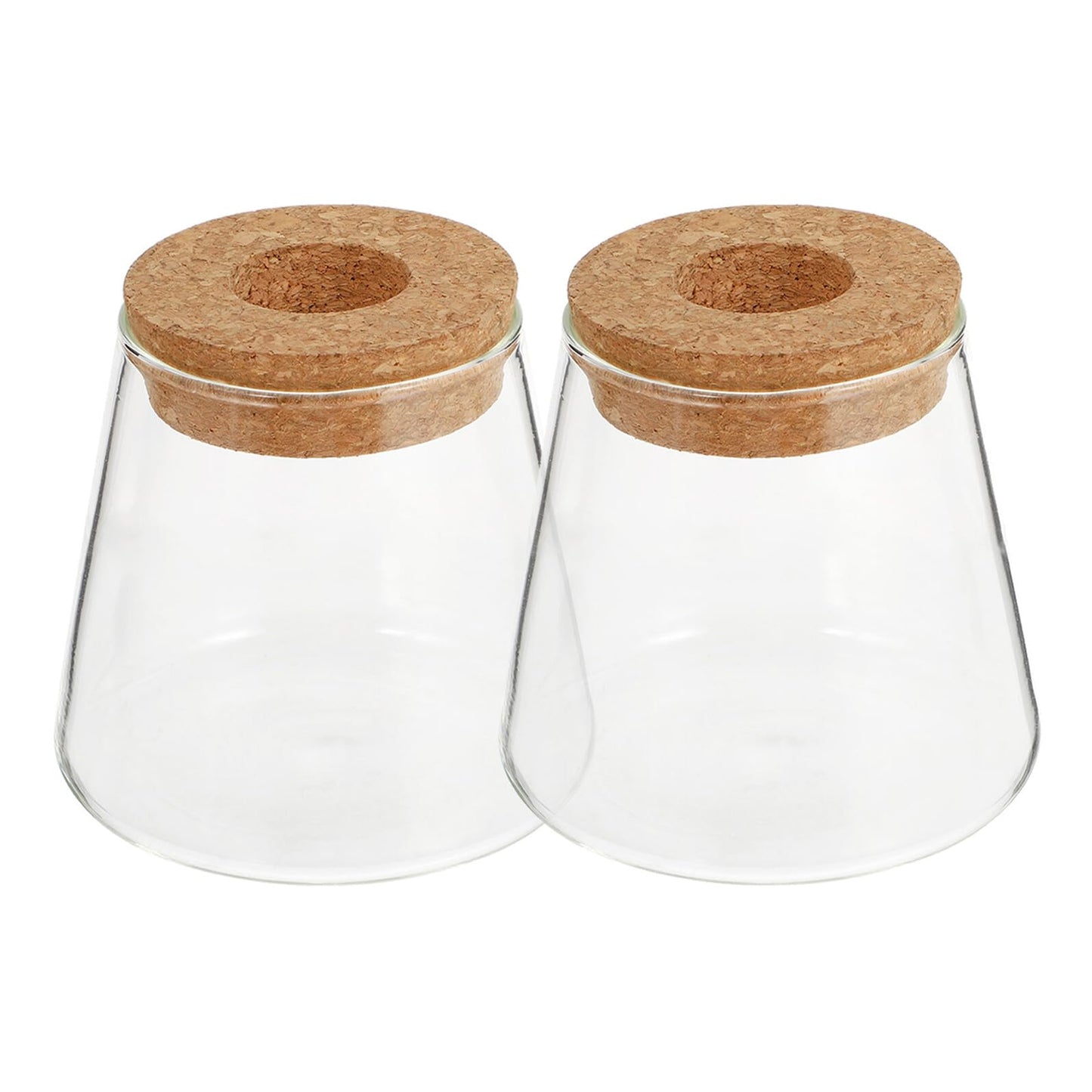 Healvian 2pcs Hydroponic Glass Plant Containers with Cork Lids 400ml Small Desktop Terrarium Vessels for Home and Office Garden Decoration