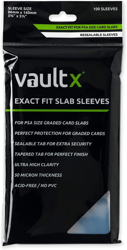 Vault X Exact Fit Slab Sleeves (100 Pack) for Graded Trading Cards for PSA, MGC, CGC, UGC, GG and Other Similar Sized Cases