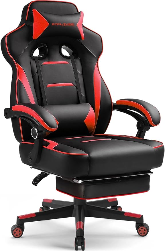GTPLAYER Gaming Chair with Footrest, Big and Tall Game Chair 350lb Racing Style