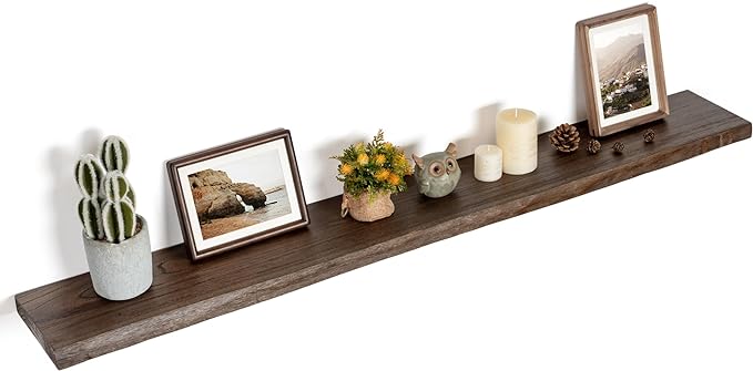 FLYJOE Floating Shelves for Wall Decor, Rustic Solid Elm Wood Live Edge