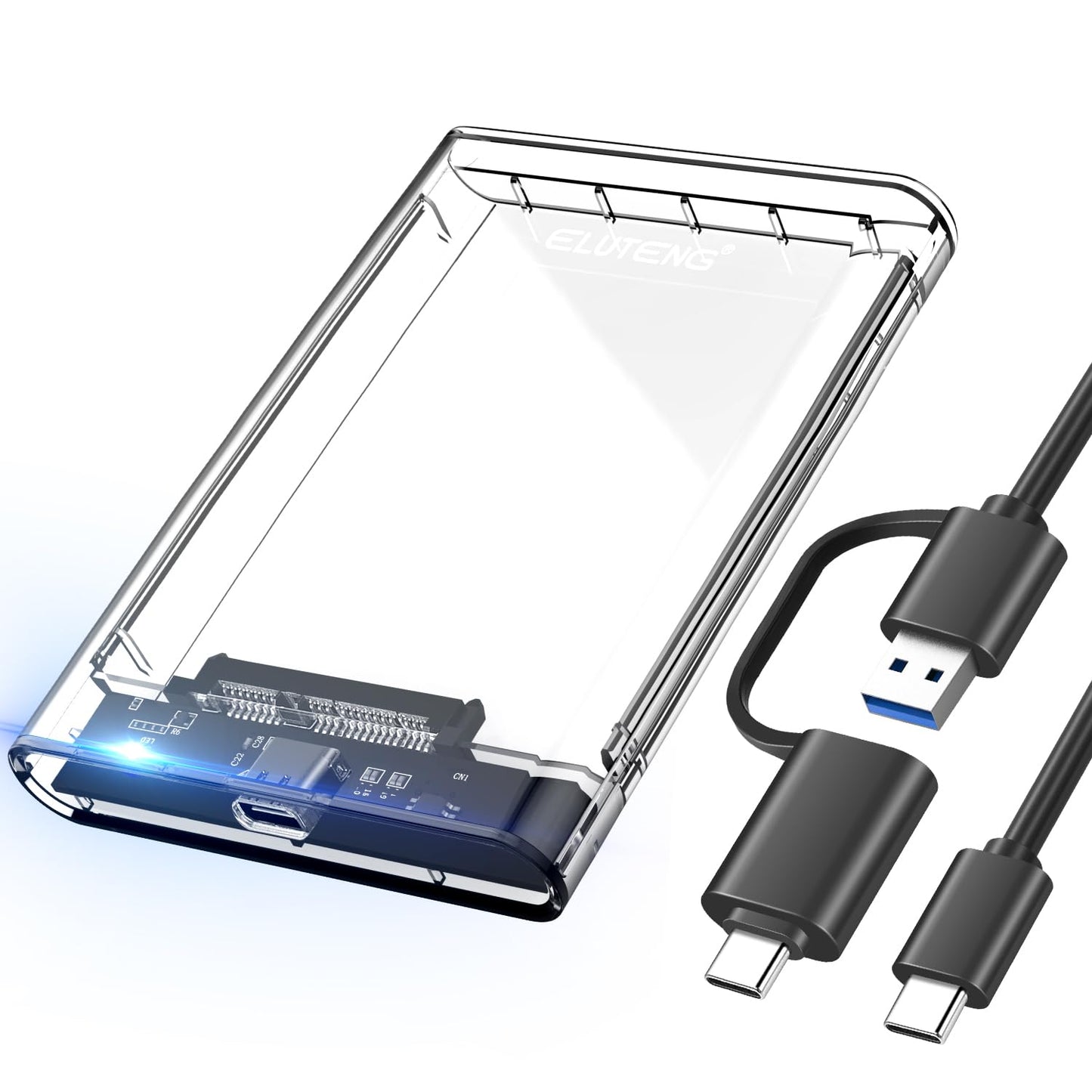 ELUTENG 2.5 SSD Enclosure 5Gbps Hard Drive Case Tool Free SATA to USB 3.1 Solid State Drive Enclosure USB C SSD HDD Enclosure Max 4TB Support UASP for 2.5 Inch SSD & HDD for WD Seagate Samsung