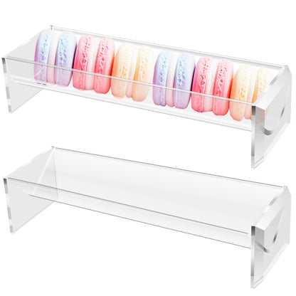 2Pcs Acrylic Cracker Serving Tray, Transparent Macaron Display Tray, Rectangular Multipurpose Biscuit Holder for Home Party Food Display