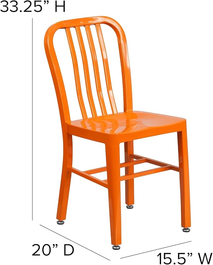 Flash Furniture Commercial Grade Orange Metal Indoor-Outdoor Chair