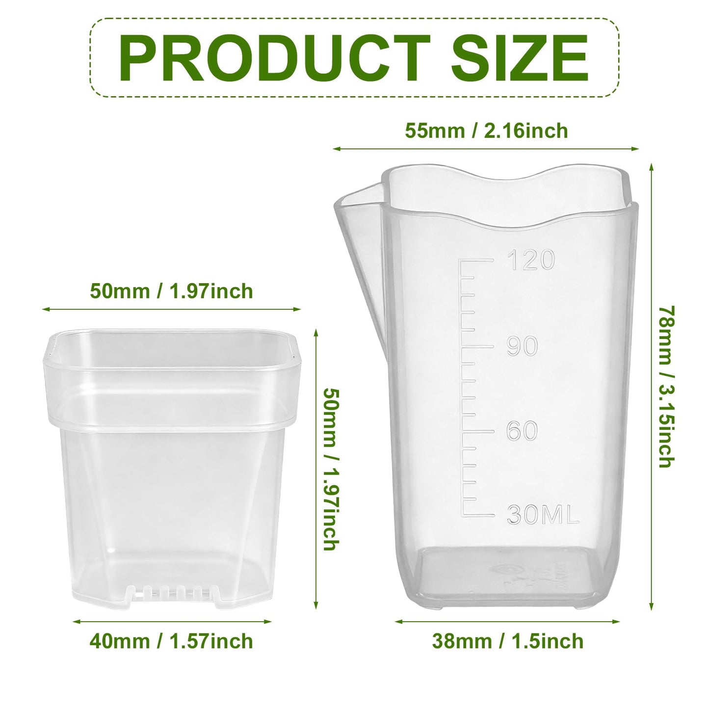 24 Pack 2" Small Self Watering Pots for Indoor Plants Mini Clear Plastic Planters with Water Level and Drainage Holes with Plant Labels and Wick Cord for Succulents, Propagation, and African Violet