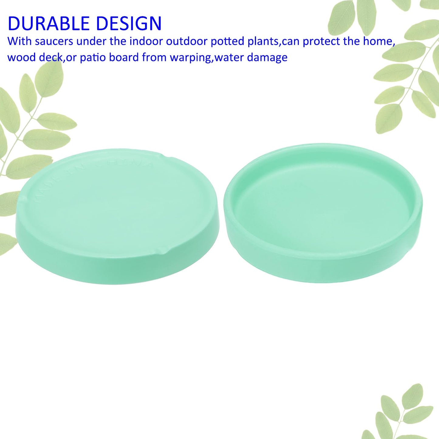 M METERXITY 3 Pack Planter Saucers - Ceramic Plant Tray Flower Pot Drip Trays Round Apply to Outdoor/Garden (4/5/6inch, Turquoise)
