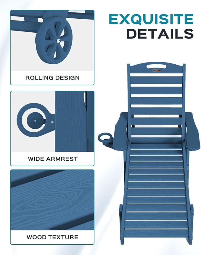 Ciokea Outdoor Chaise Lounge Chair Set of 2, Patio Lounge Chairs