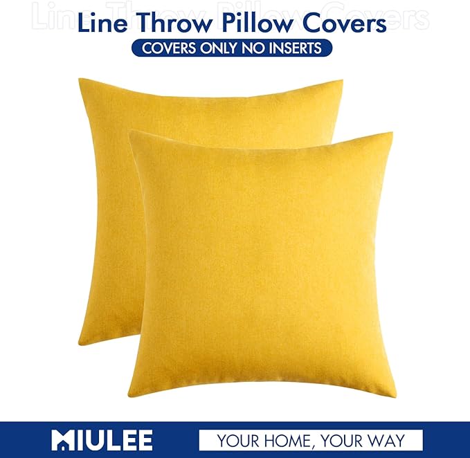 MIULEE Pack of 2 Decorative Outdoor Solid Waterproof Throw Pillow Covers Faux