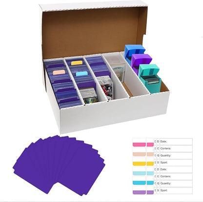 5 Row Trading Card Storage Box Holds 3950-count,1 Pack Cardboard Storage Box with Divider+index Label,Trading Card Dividers for Tcg,Sports,Mtg Cards