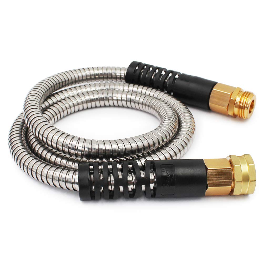 Cesun Metal Garden Hose 5FT, Short Connector, Water Lead-in Hose Extension, Kink-Free, Flexible and Lightweight, Drinking Water Hose for Hose Reel, RV