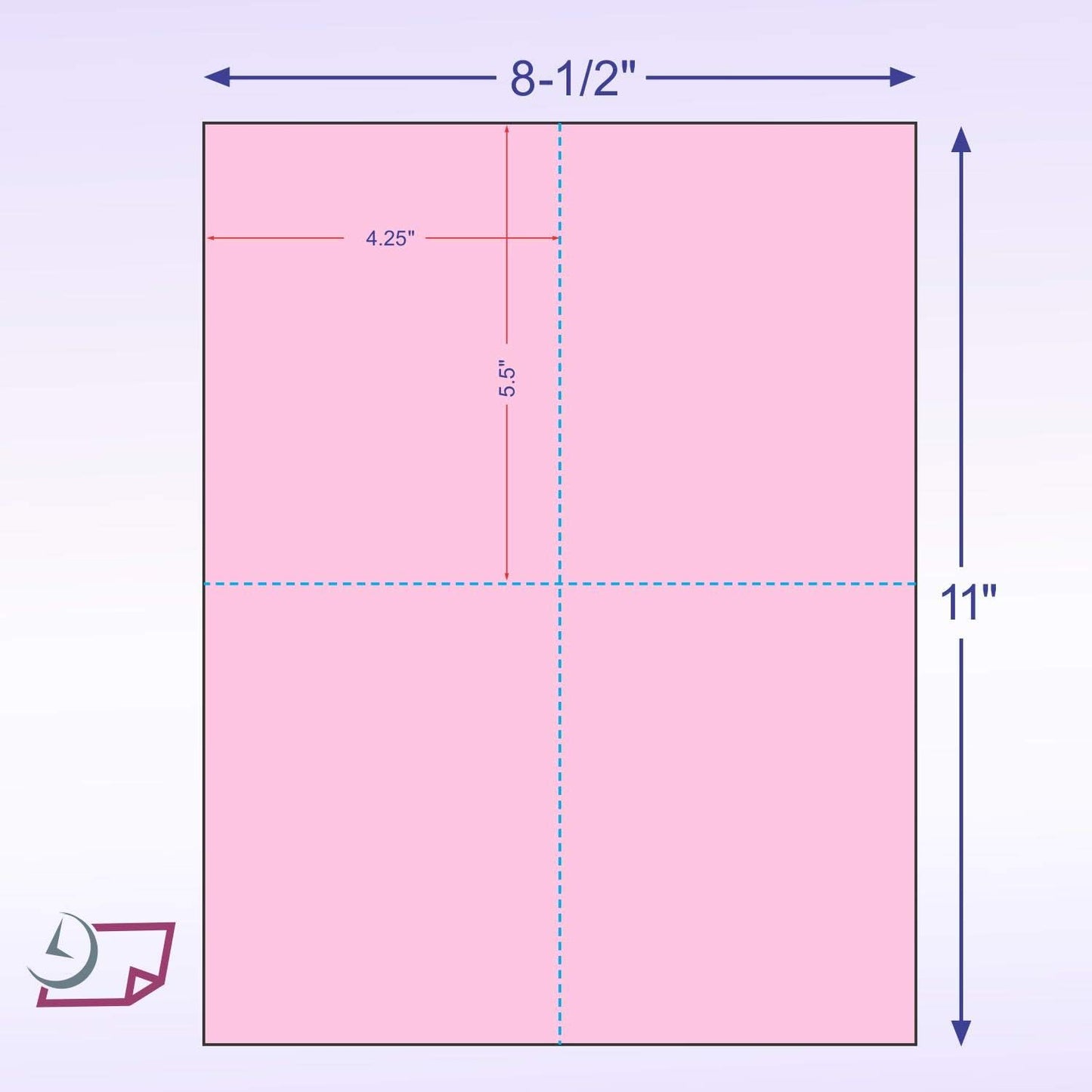 8-1/2" x 11" Laser/Inkjet Postcards 4 Per Page, (4-1/4" x 5-1/2" Each Card | Pink, 4000 Cards)