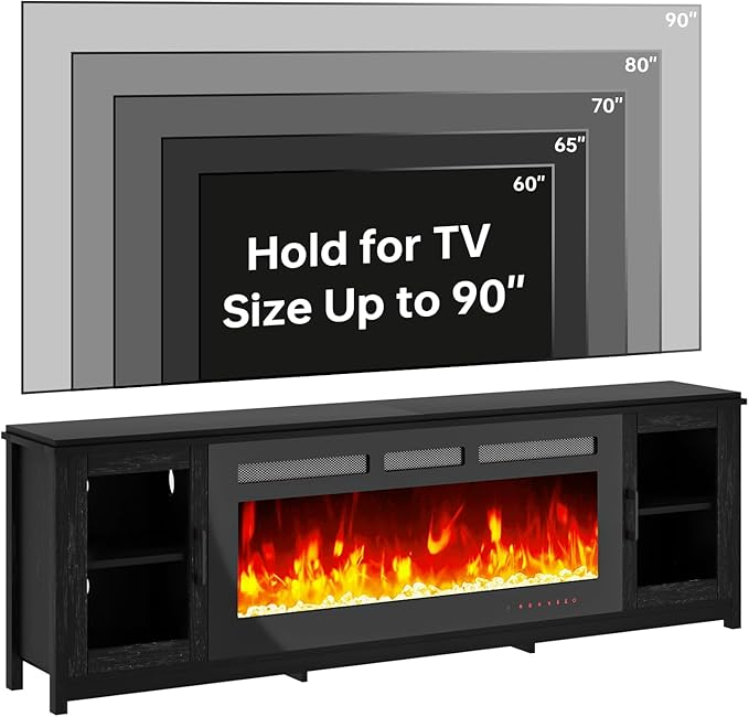 MXV 80" Fireplace TV Stand, Modern Entertainment Center