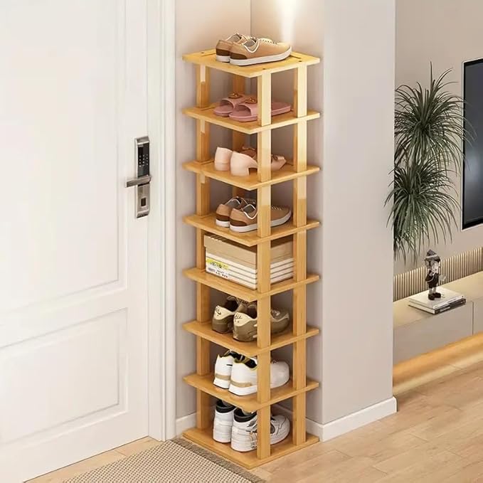 SAN HE Bamboo Shoe Rack 5Tier- Vertical Shoe Rack
