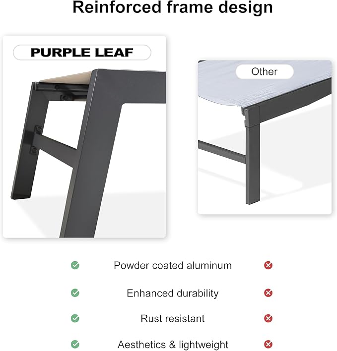 PURPLE LEAF Extra Large Outdoor Chaise Lounge 4 Pieces Aluminum Patio Lounge