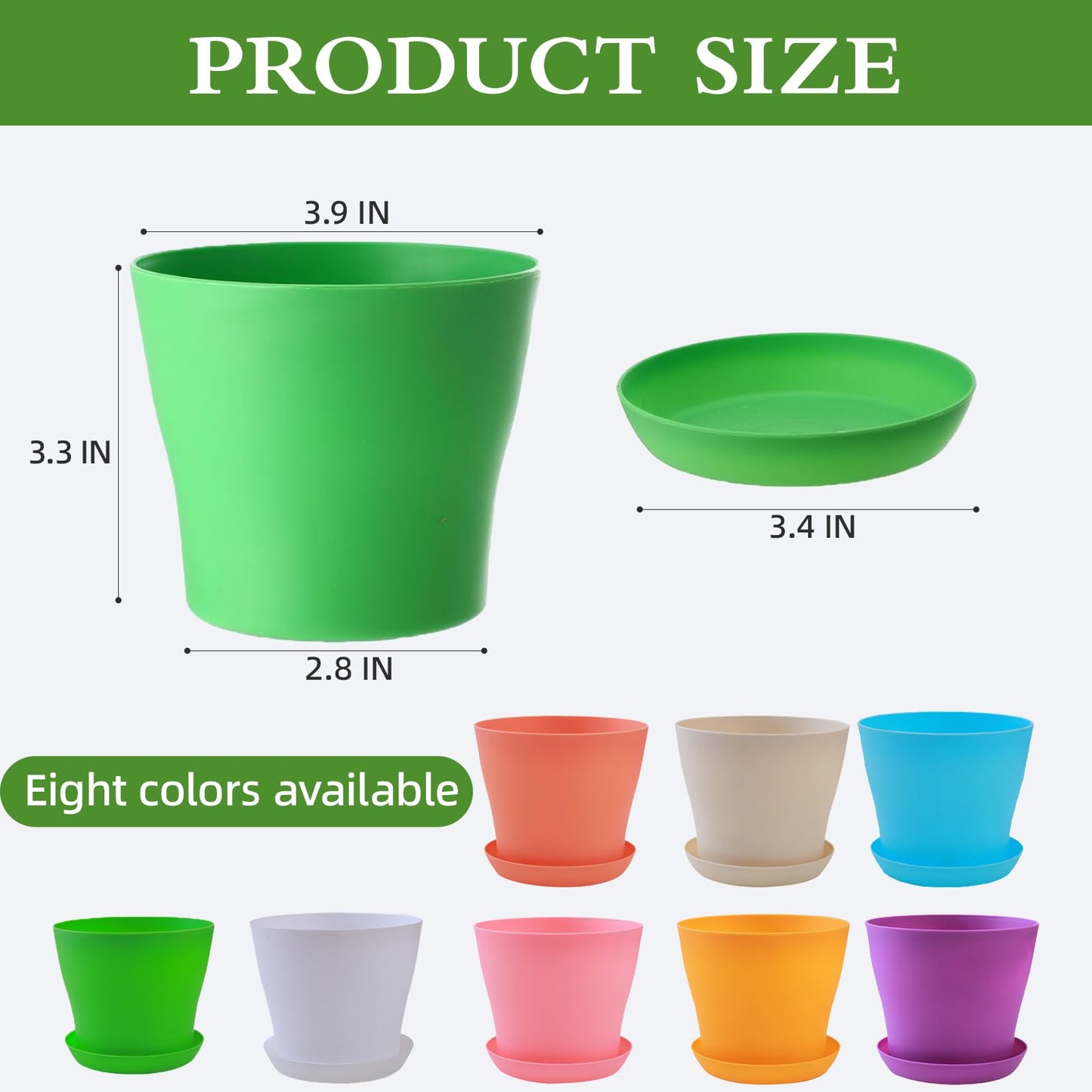SeewtLice 100 Pcs 3.3 Inch Plastic Flower Plant Pots with Drainage Holes & Saucers for Indoor Outdoor Garden Planting, Nursery Pots for Succulents, Herbs, Seeds, African Violets, Cactus