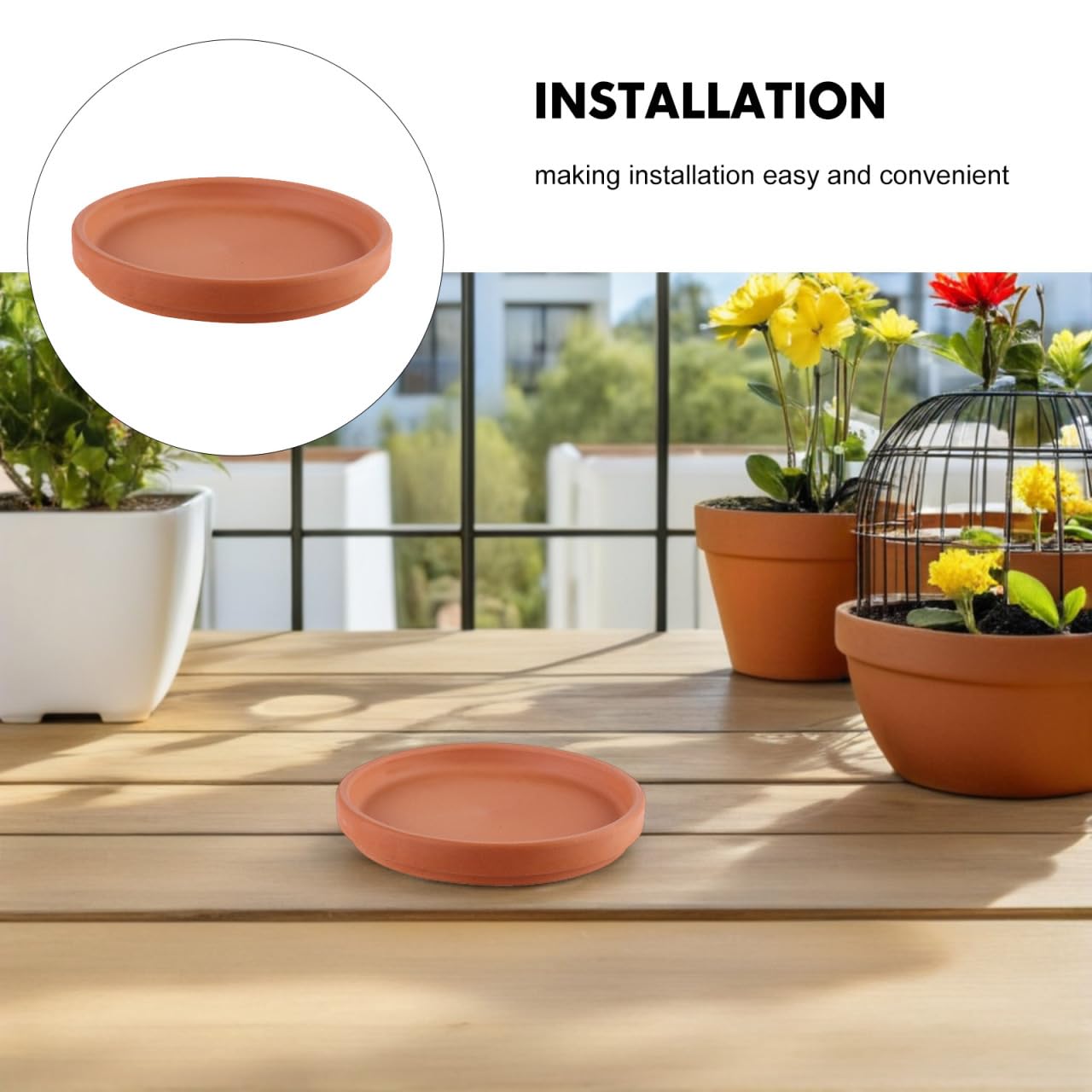 Toddmomy 3 Inch Terracotta Saucers for Flower Pots, Set of 5 Natural Clay Plant Trays for Indoor/Outdoor Succulents, Desktop Protection & Drainage Base