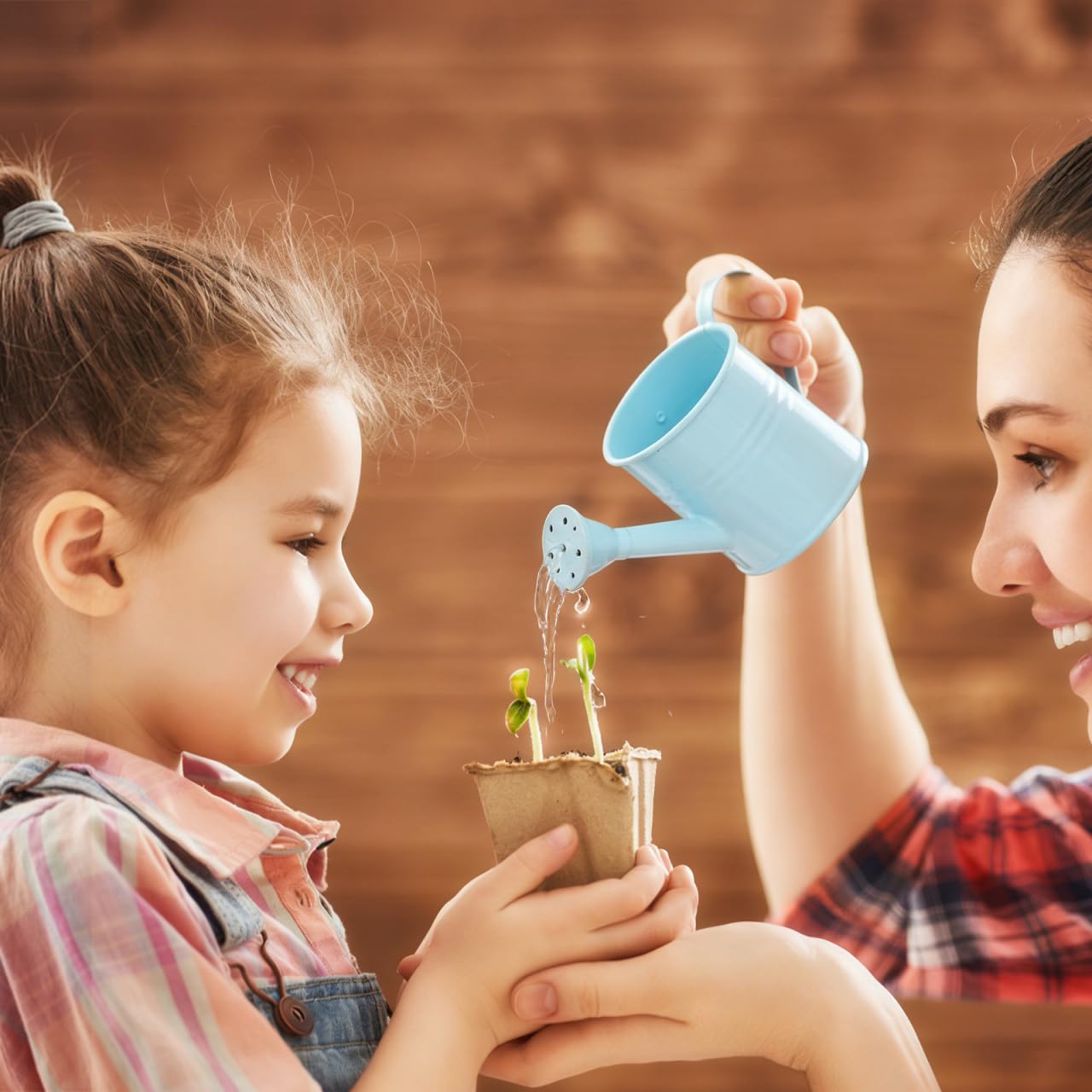 NUOBESTY 5Pcs Mini Kids Watering Can Set, Metal Cans Toddlers Small Long Spout Watering Can for Garden Play, Indoor Balcony Plants, Patio Flowers, Little Hands (Random Colors)