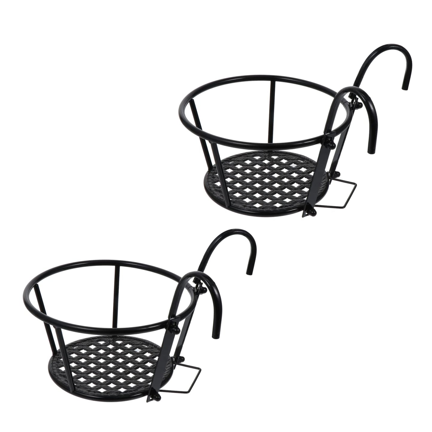 Healifty 2pcs Hanging Flower Pot Stand Iron Plant Rack for Balcony Railing Removable Storage Rack for Indoor Outdoor Potted Plants Sturdy Ventilated Flowerpot Holder Home Decor