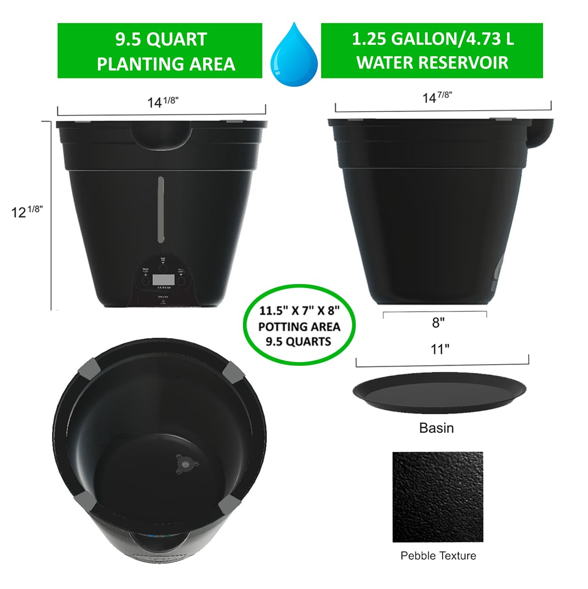 LAEBUILD Motorized Self Watering Plant Pots for Indoor Plants, 1.25 Gallon Automatic Planter with Programmable Pump, LED Indicator for Office Decor & Gardening