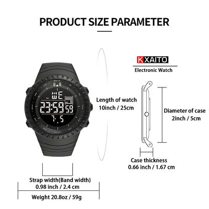 KXAITO Men's Watches Sports Outdoor Waterproof Military Watch Date Multi Function Tactics LED Face Alarm Stopwatch for Men (6256 Military Green Band Black Dial)