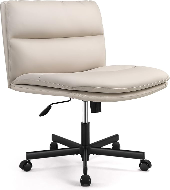 EMIAH Criss Cross Chair with Wheels Home Office Desk Chairs PU-Padded Vanity