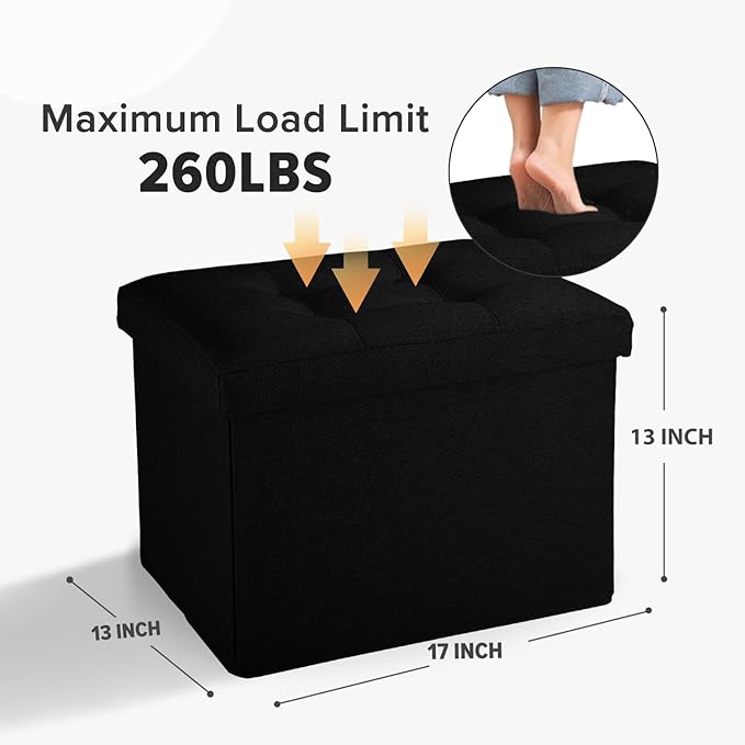 LINMAGCO Small Storage Ottoman Stool Foot Rest Stool Under Desk Stool Short