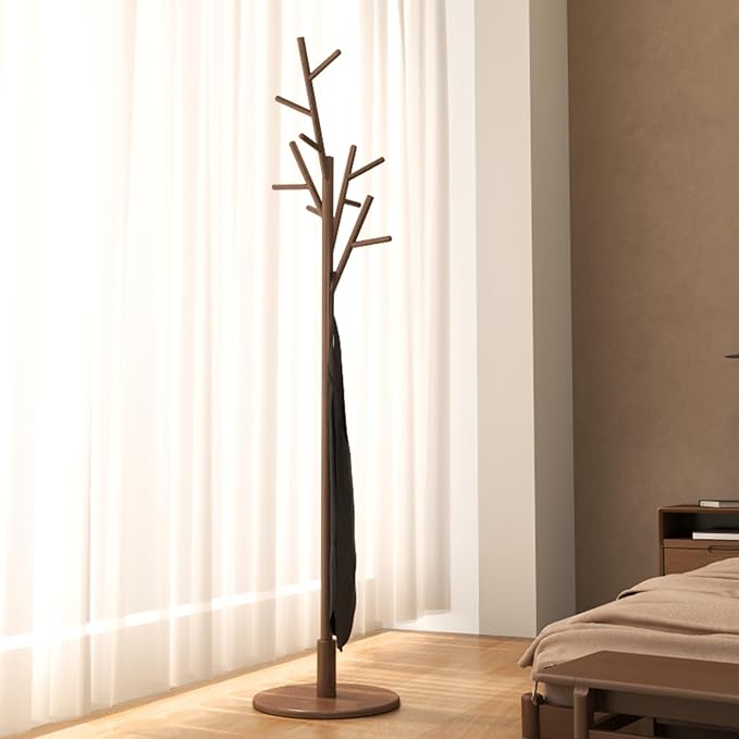 Muwuele Coat Rack, Solid Wood Coat Rack Freestanding