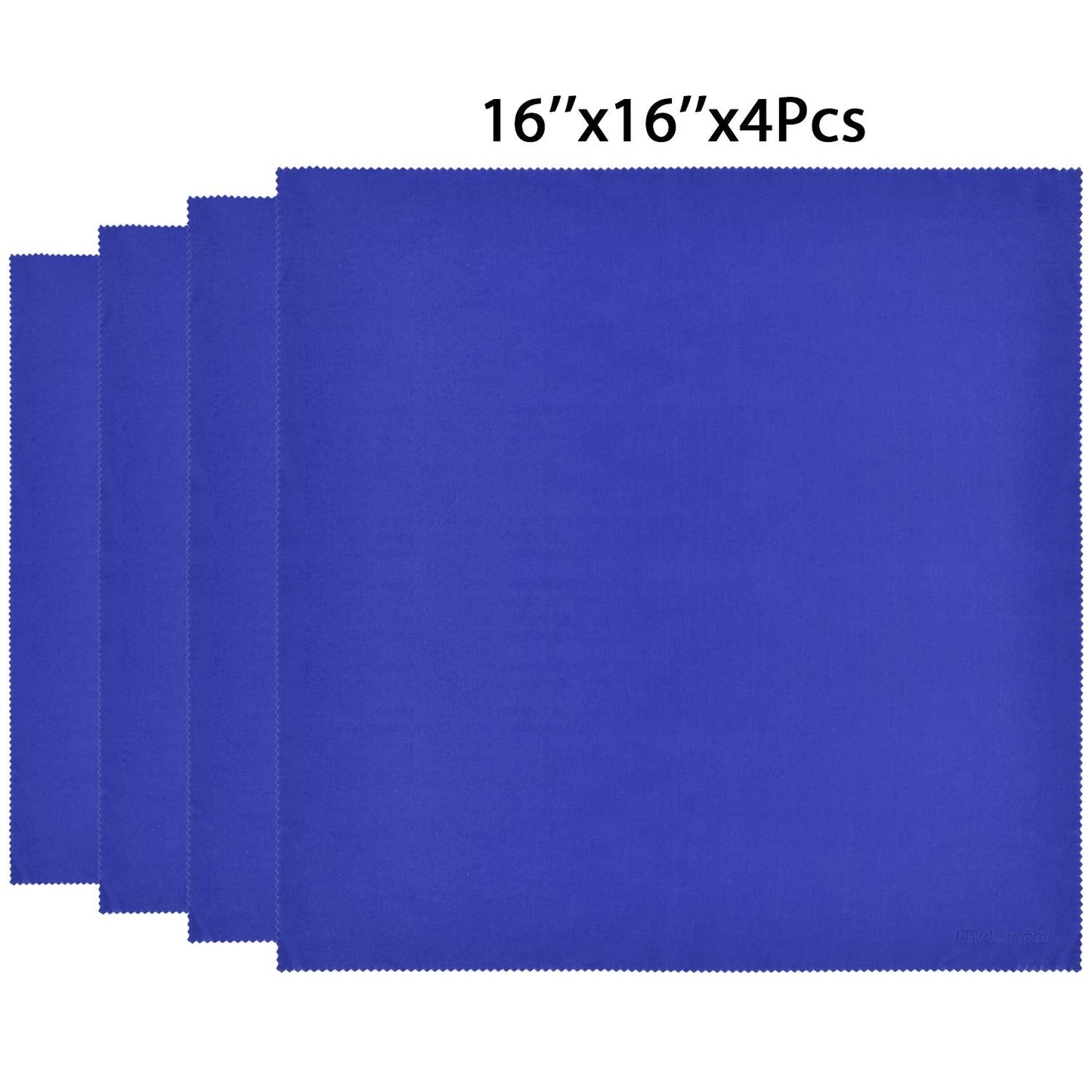 Wisdompro Extra Large 4-Pack Microfiber Cleaning Cloth For Laptop, LCD TV, Computer Screen, Monitor, Tablet, Camera Lens, Glass, Lenses, Phone, iPhone, iPad, other Delicate Surface - Blue (16x16 Inch)
