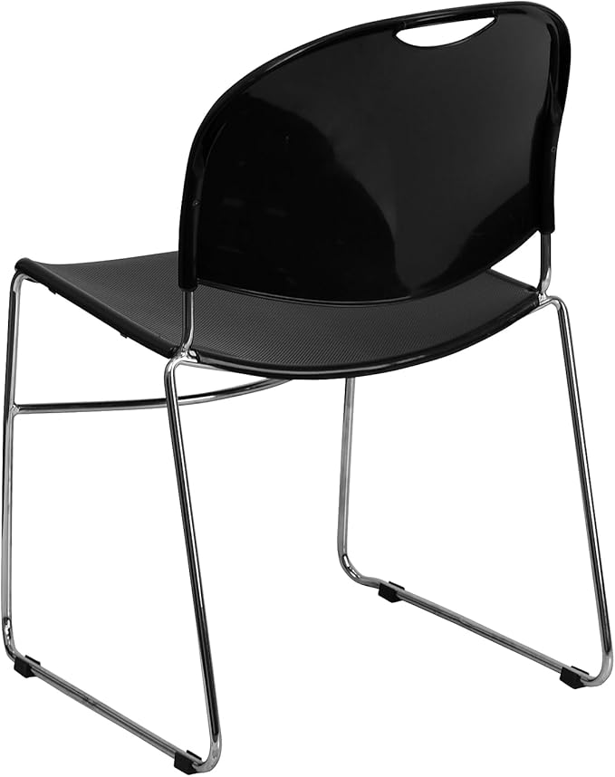 Flash Furniture HERCULES Series 880 lb. Capacity Black Ultra-Compact Stack Chair
