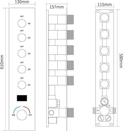 AYIVG Matte Black Shower System With Body Jets Thermostatic Shower System 64 Color LED Shower Set 16 x 26 Inch Embedded Ceiling Shower Head with Remote Control Temperature Display Shower Faucet Set