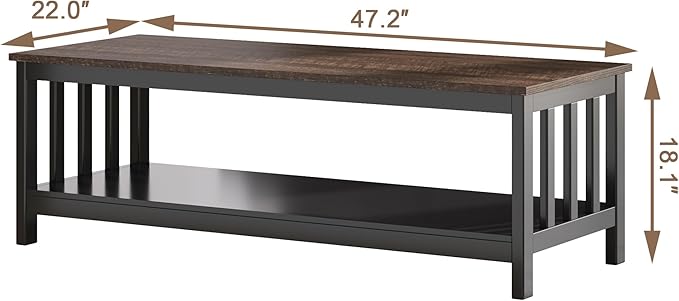 ChooChoo Mission Coffee Table, Wood Living Room Table