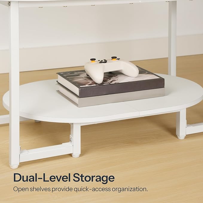 HOOBRO Coffee Table for Living Room, Oval Small Coffee Table