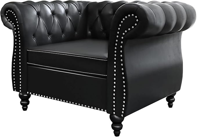 Mid-Century Sofa Chair, Faux Leather Accent Chair