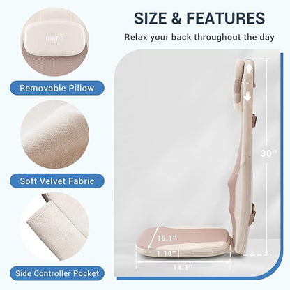Mynt FSA Eligible HSA Approved Back Massager, Chair Massager with Soothing Heat, Flexible Massage Chair Pad with Soft S-Curve Longer Track Adjustable Pillow for Diverse Body Contours, Christmas Gift
