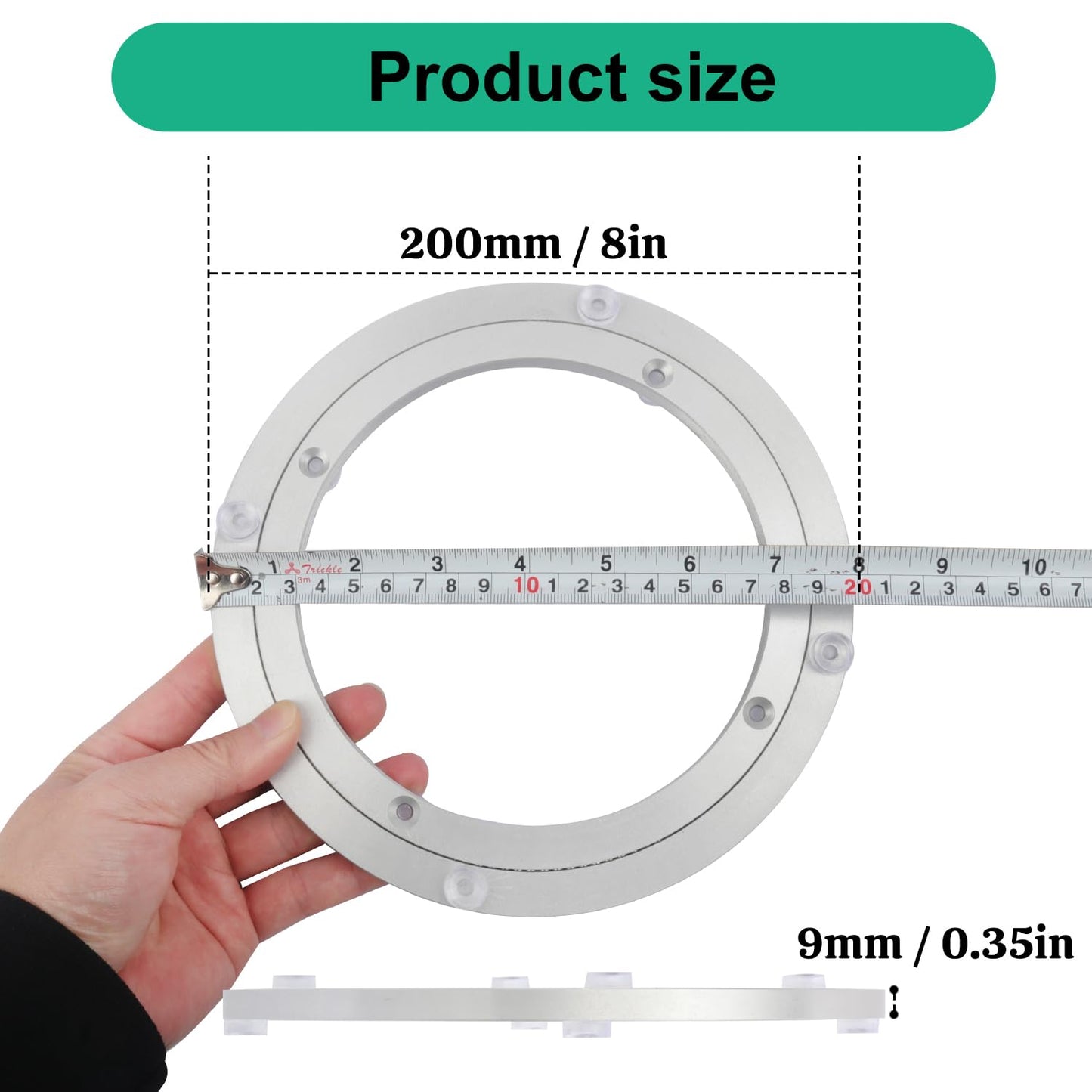 Yiksonyo 3 Pack 8 Inch Aluminium Alloy Turntable Bearing, Heavy Duty Swivel Turntable Lazy Susan for Round Dining Table, 8" Smooth Swivel Turntables for Lazy Susan Dining Table?Silver