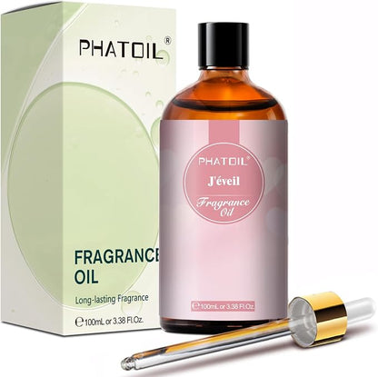 PHATOIL J'eveil Fragrance Oil 3.38 FL.OZ Diffuser Oil for Aromatherapy | Long lasting scent for diffusers & humidifiers; ideal for home aromatherapy, yoga, DIY candle, soap, bath salt & body wash