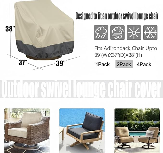 2 Pack Heavy Duty Patio Chair Covers