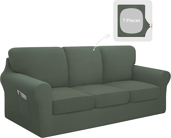Easy-Going 7 Pieces Stretch Couch Cover Washable Sofa Cover Set