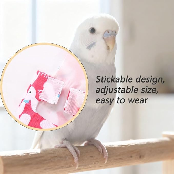 4pcs Bird Diaper Cute Printed Parrots Flight Suit with Bowknot Parrot Nappy Reusable Pigeon Pants Cockatiel Clothes for Parakeet Mini Macaw Budgie Canary - S