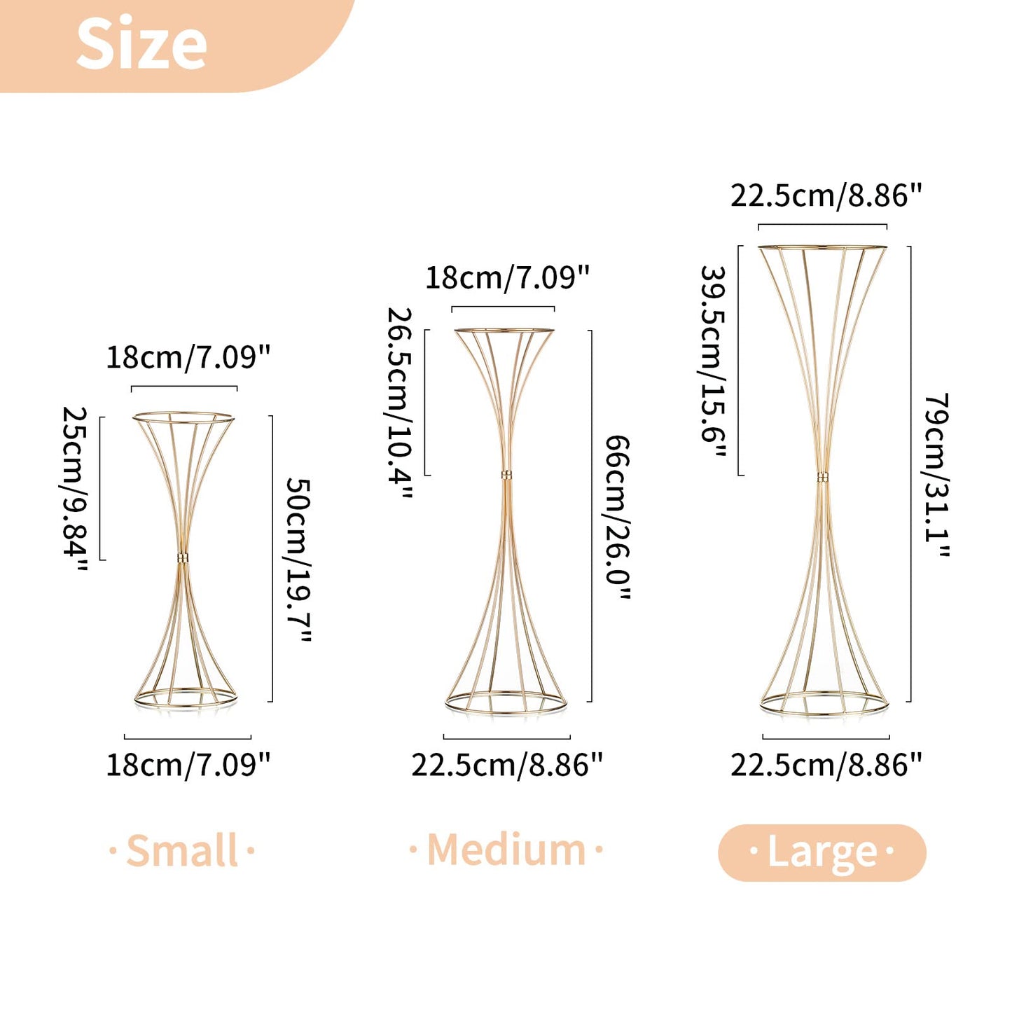 NUPTIO 2 Pcs Gold Vases for Centerpieces, 31.1in Tall Metal Trumpet Vase, Road Lead for Wedding Party Dinner Centerpiece, Flower Stand for Christmas Anniversary Birthday Home Decoration