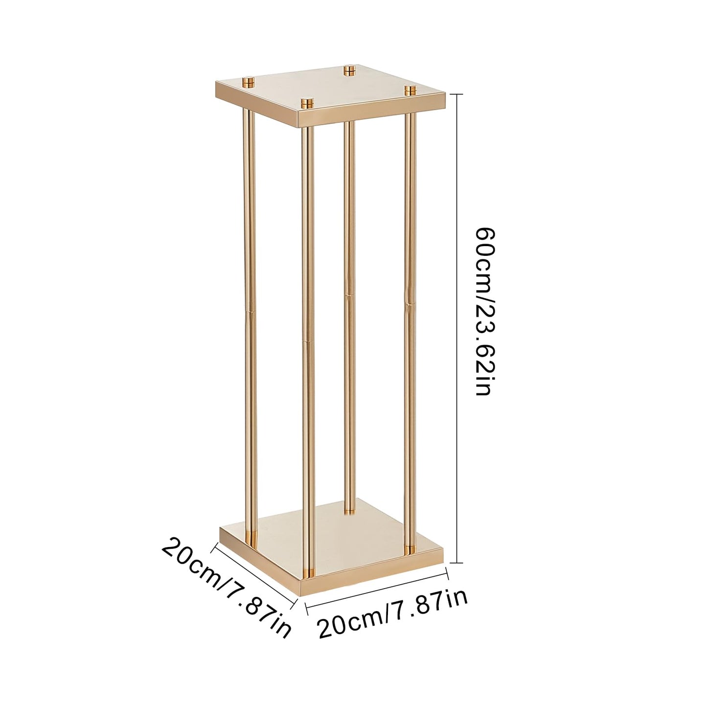 Happybuy 4PCS Gold Metal Column Wedding Flower Stand, 23.6-inch High with Metal Laminate, Cylindrical Vase Geometric Centerpiece Display Stands for Event, Reception & Party Decoration
