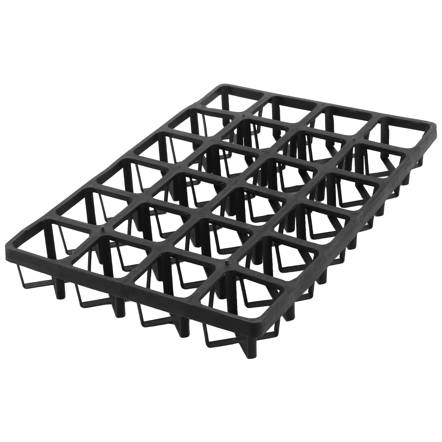 SINJEUN 12 Pack Square Nursery Pot Tray with 24 Holes, Black Plastic Nursery Trays for Carrying Small Plant Pots
