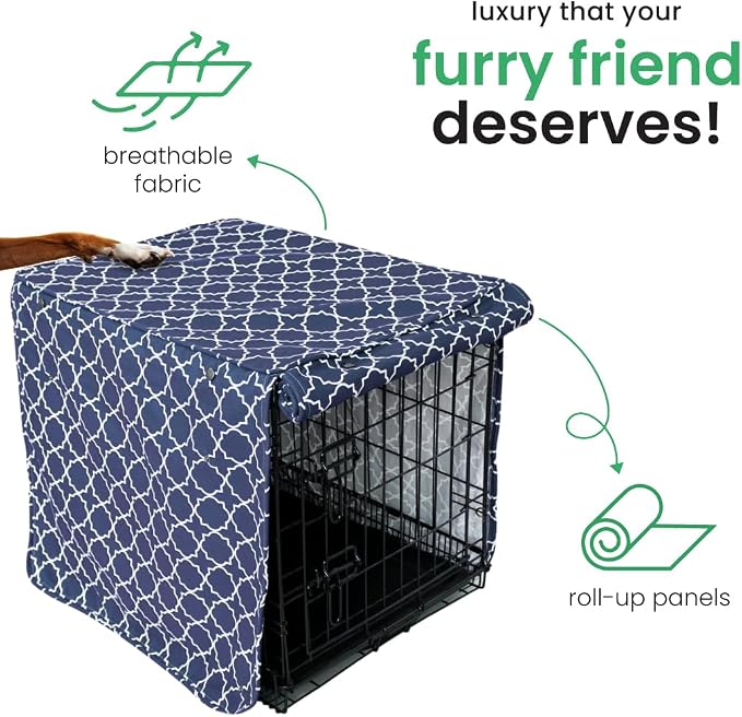 Molly Mutt Romeo & Juliet Dog Crate Cover, 100% Cotton Canvas Cover with 2 Roll-Up Panels, Ideal for Dog or Cat Crate, Durable, Washable, and Free of Harmful Chemicals, 24" x 18" x 21"