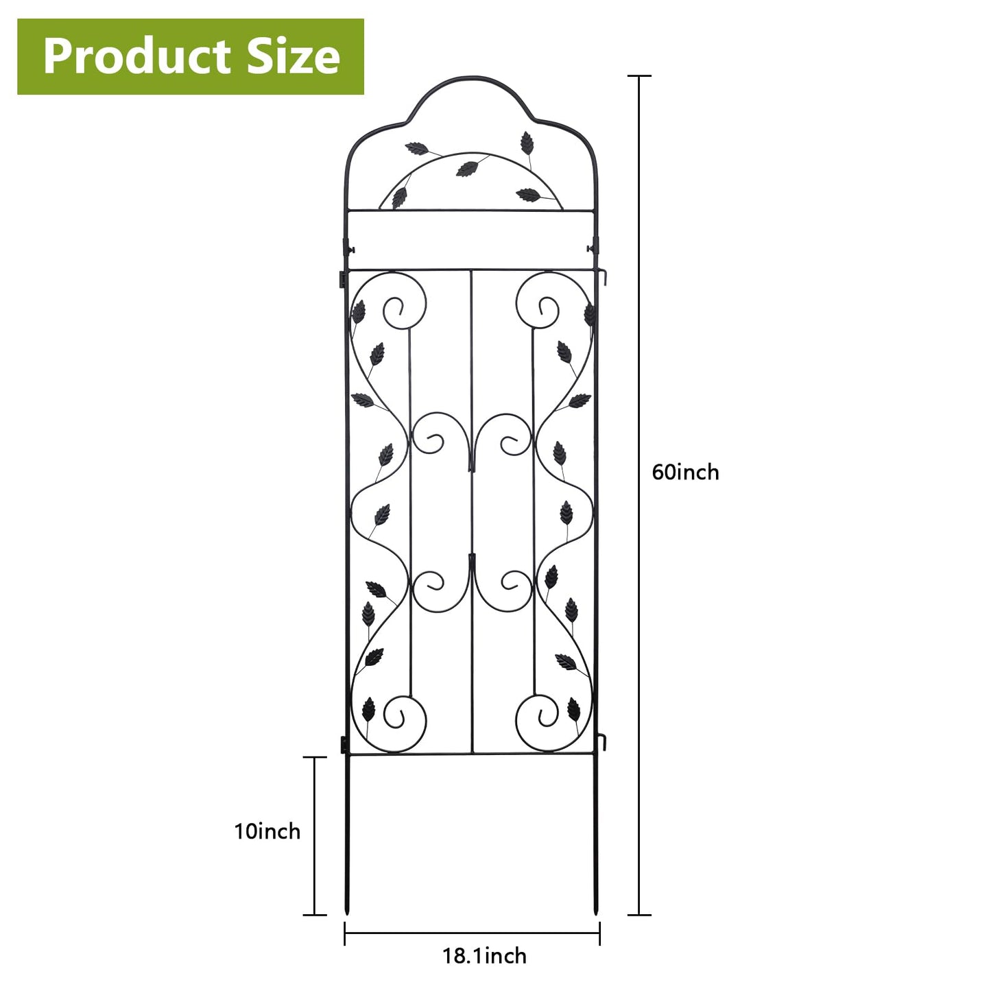 hogardeck Metal 60 * 18in Garden Trellis 2-Packs for Climbing Plants Flowers Vegetables Planting Arched Outdoor Decoration for Courtyards Lawns Gardens