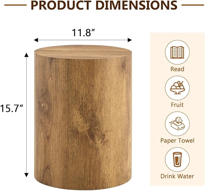 Round Side Table, End Table Living Room Table, Sofa Couch Bedside Table
