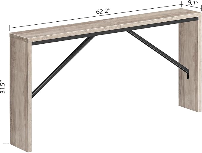 MAHANCRIS Console Table, 62.2" Long Sofa Table Behind Couch, Narrow Entryway