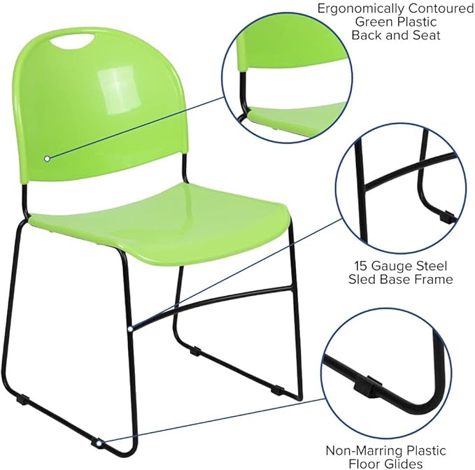 Flash Furniture HERCULES Series 5 Pack 880 lb. Capacity Green Ultra-Compact
