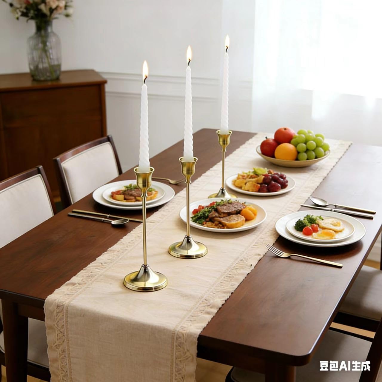 3 Sets(9 Pcs) Gold Candlestick Holders - Brushed Metal Taper Candle Holders with Anti-Slip Base, Vintage Brass Candle Stick Holder for Wedding Centerpieces, Dining Table, Fireplace & Mantel Dec