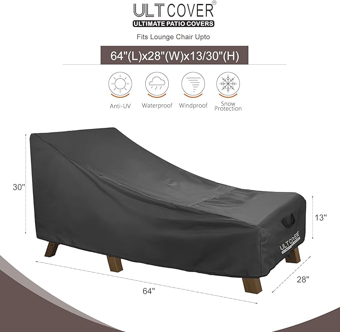ULTCOVER Waterproof Patio Lounge Chair Cover Heavy Duty Outdoor Chaise Lounge