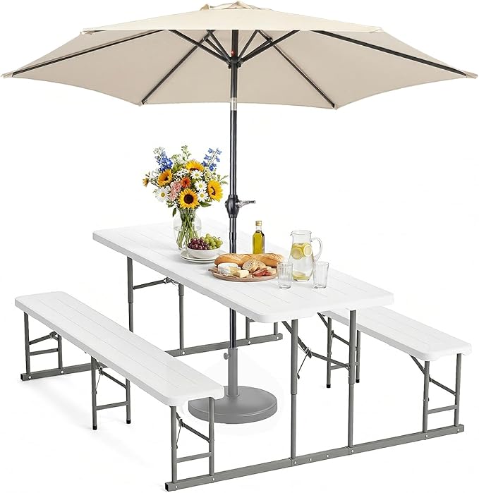 VINGLI Folding Picnic Table and Bench Set